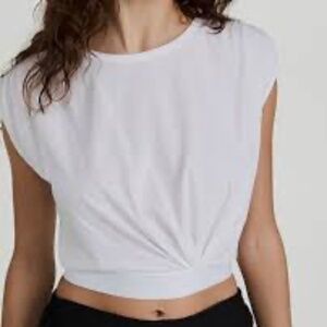 ATM White Cropped Tee. Twist Front. XS 🤍